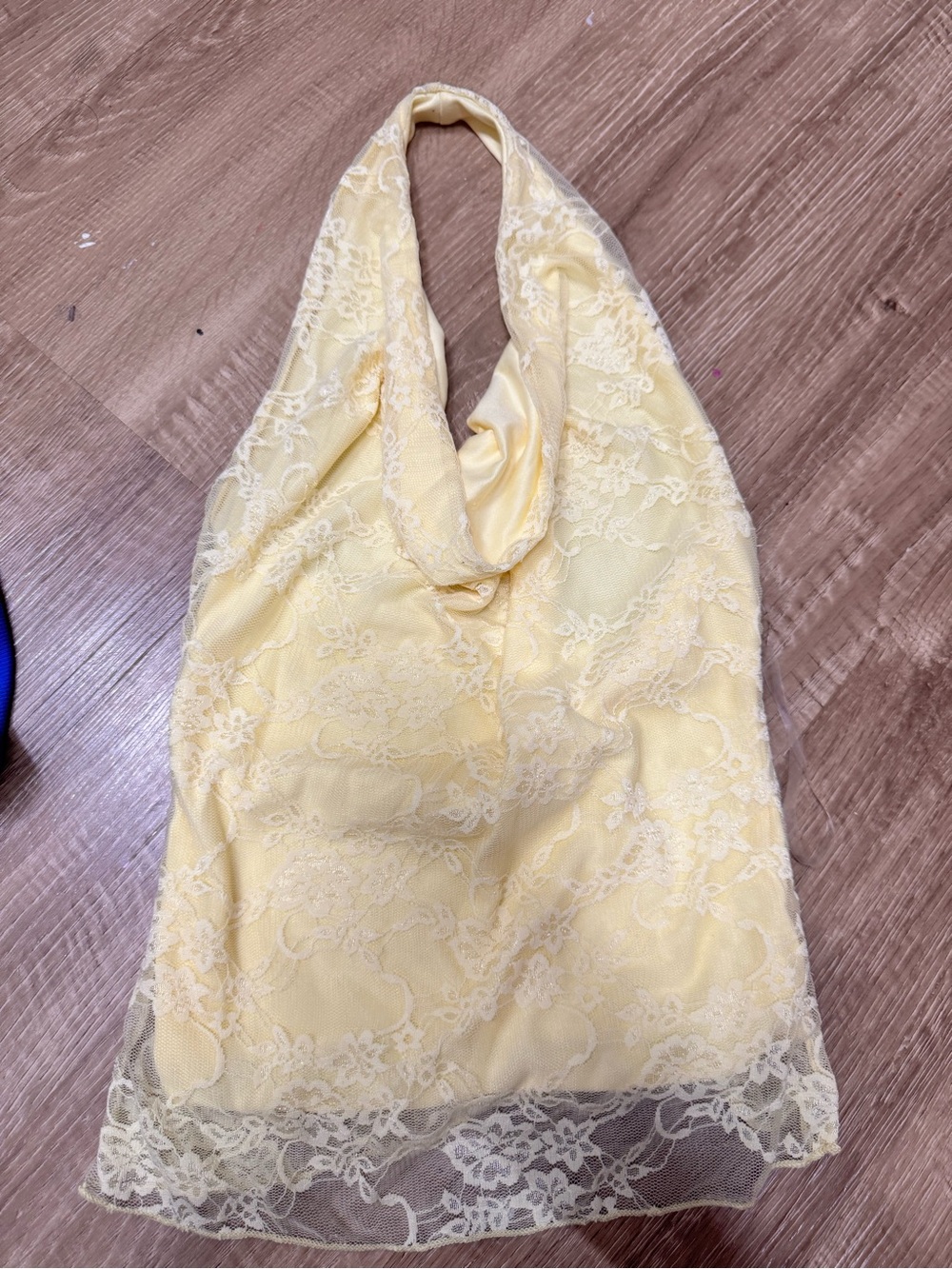Lace Halter Chemise in Pale Yellow